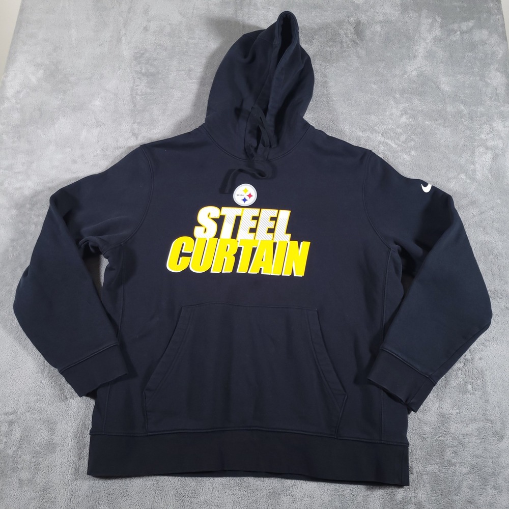 Nike Hoodie Mens XL Black Steel Curtain Pittsburgh Steelers NFL Graphic Fleece